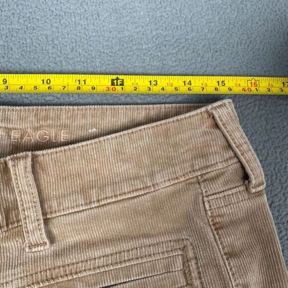 AMERICAN EAGLE WOMEN'S SIZE 10 BEIGE SUPER HI-RISE FLARE CORDUROY CHINO PANTS - Picture 5 of 15
